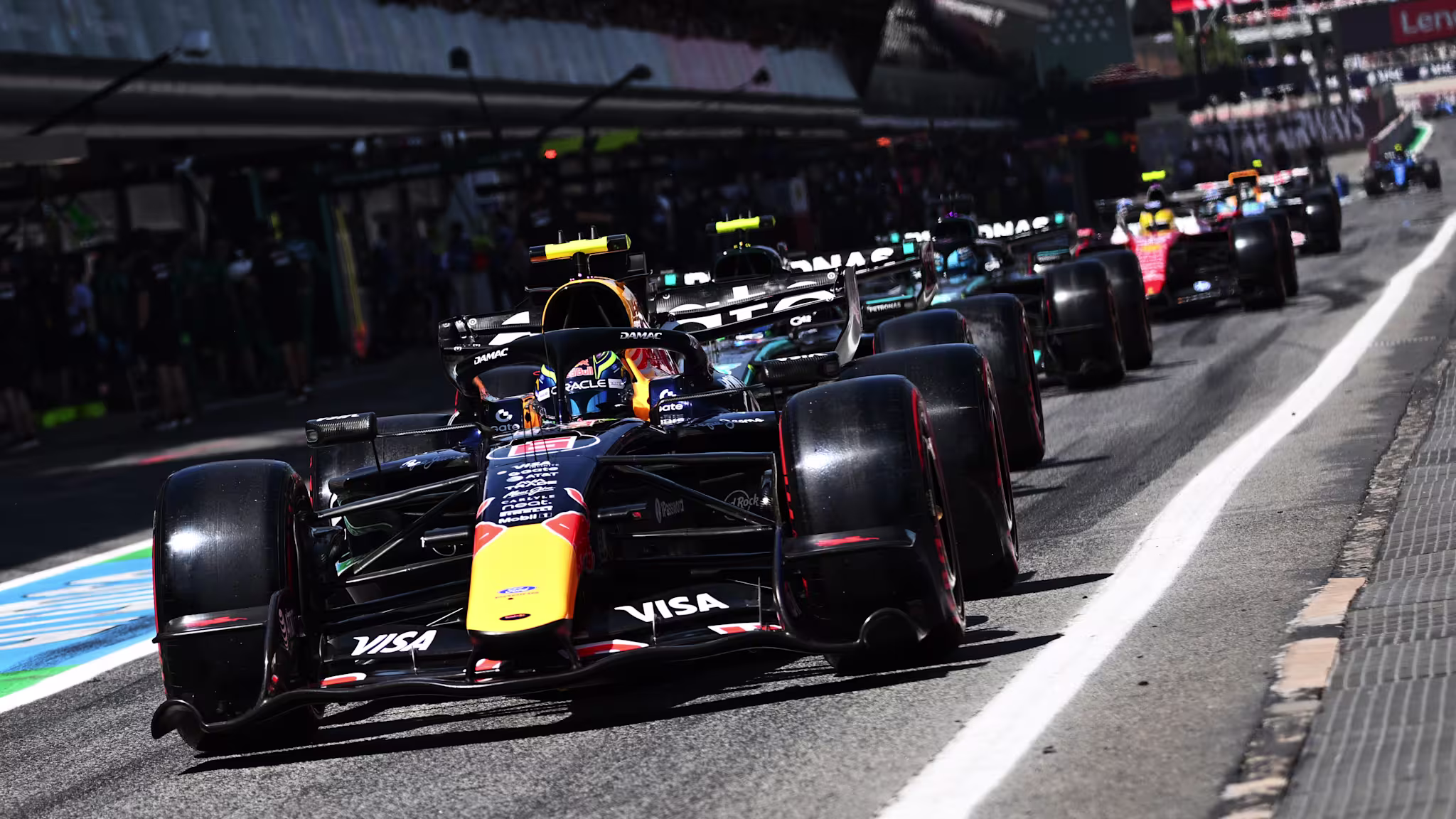 BARCELONA, SPAIN - JUNE 13: Pole position qualifier George Russell of Great Britain and Mercedes