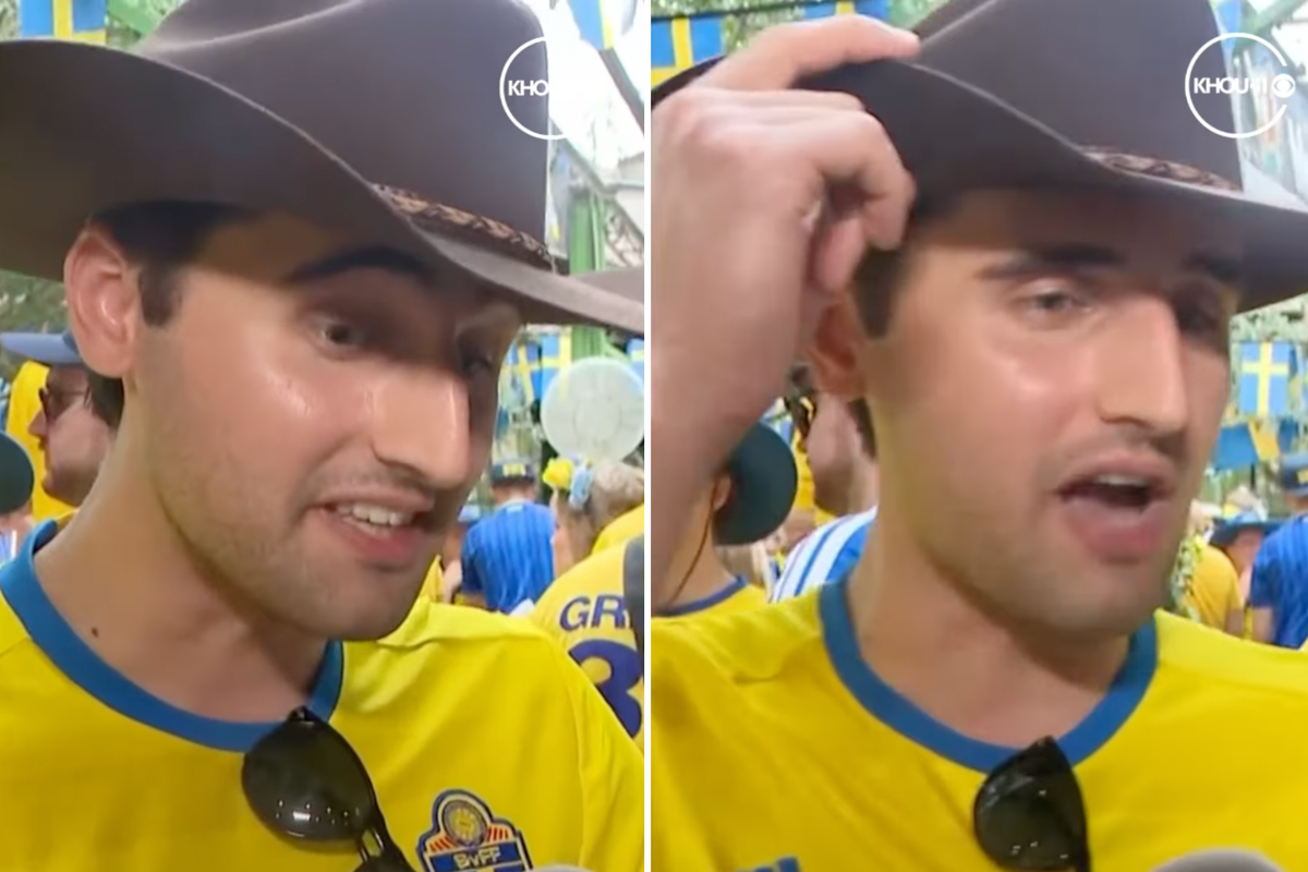 Un fan suédois de la Coupe du monde devient viral pour avoir fait l'éloge d'une chaîne de stations-service du Texas qui lui a vendu un fabuleux chapeau de cowboy